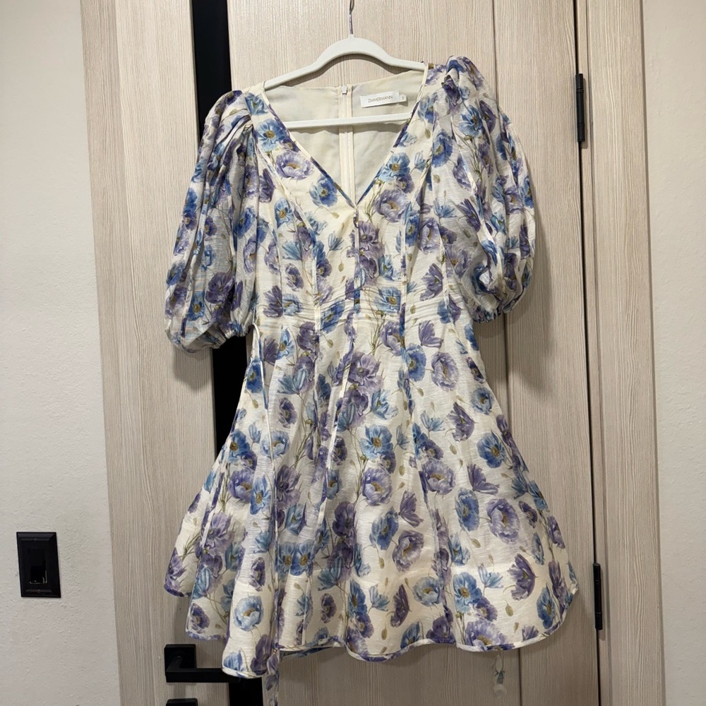 Zimmermann Blue and Cream Floral Blouse